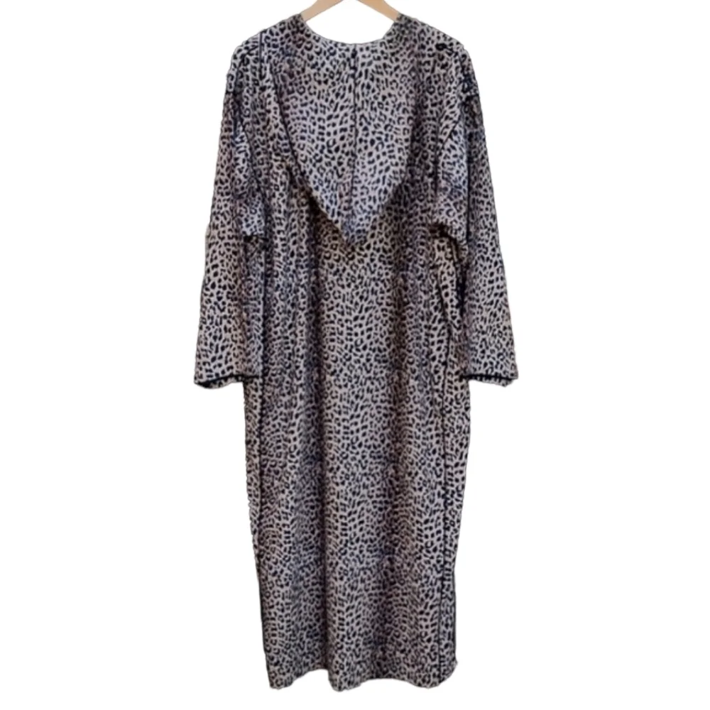 VINTAGE HANDMADE Moroccan Kaftan XL 1X 2X Leopard Hooded Abaya Boho Luxe Robe - Picture 10 of 17